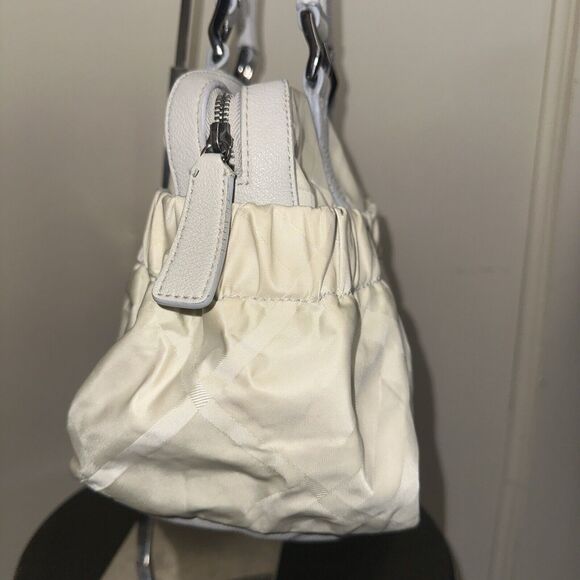 Authentic Burberry Nova Check Cream Nylon Silver Leather Handbag ShoulderSatchel - Picture 8 of 16